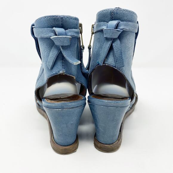 Miz Mooz Denim Blue Leather Open Toe Wedge Ankle Booties Women's EU Size 36 - Picture 4 of 10